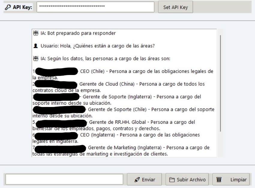 Vista del chatbot